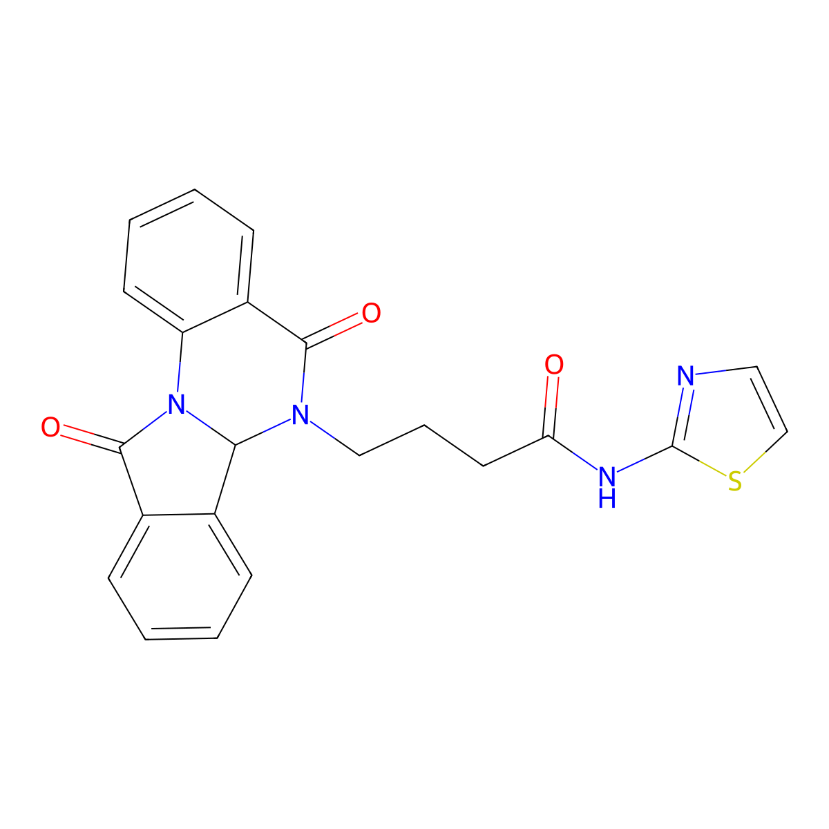 4-(5,11-dioxo-6a,11-dihydroisoindolo[2,1-a]quinazolin-6(5H)-yl)-N-(1,3-thiazol-2-yl)butanamide molecular structure, CAS 1630823-22-1