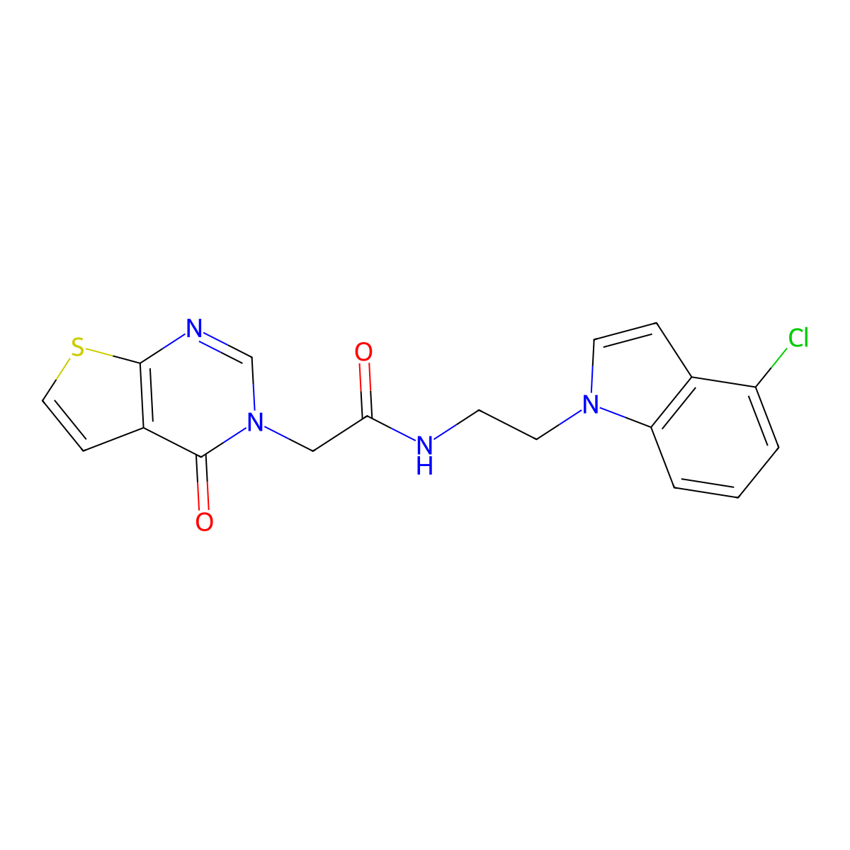 N-[2-(4-chloro-1H-indol-1-yl)ethyl]-2-(4-oxothieno[2,3-d]pyrimidin-3(4H)-yl)acetamide molecular structure, CAS 1630823-27-6