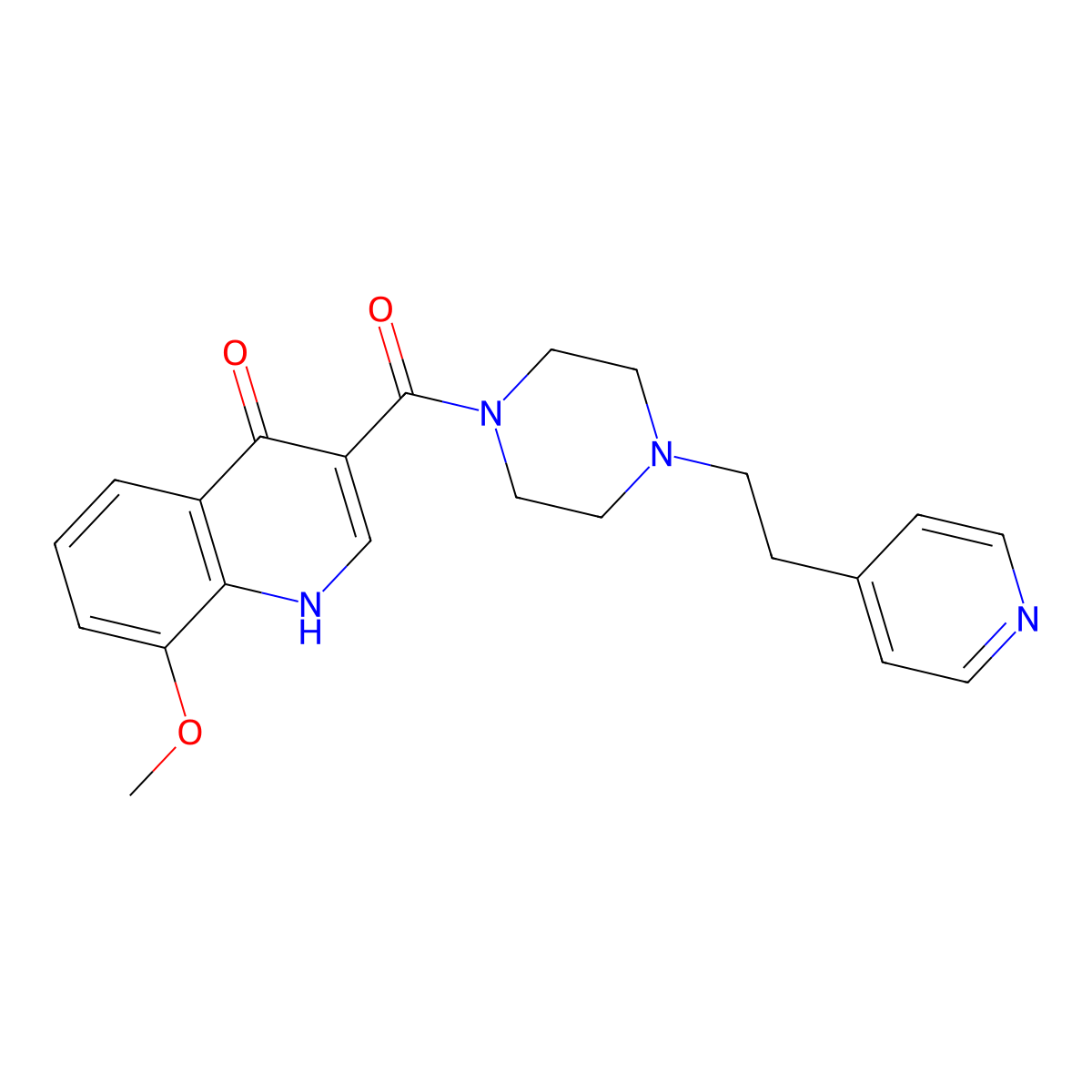 (4-Hydroxy-8-methoxyquinolin-3-yl){4-[2-(pyridin-4-yl)ethyl]piperazin-1-yl}methanone molecular structure, CAS 1630823-40-3