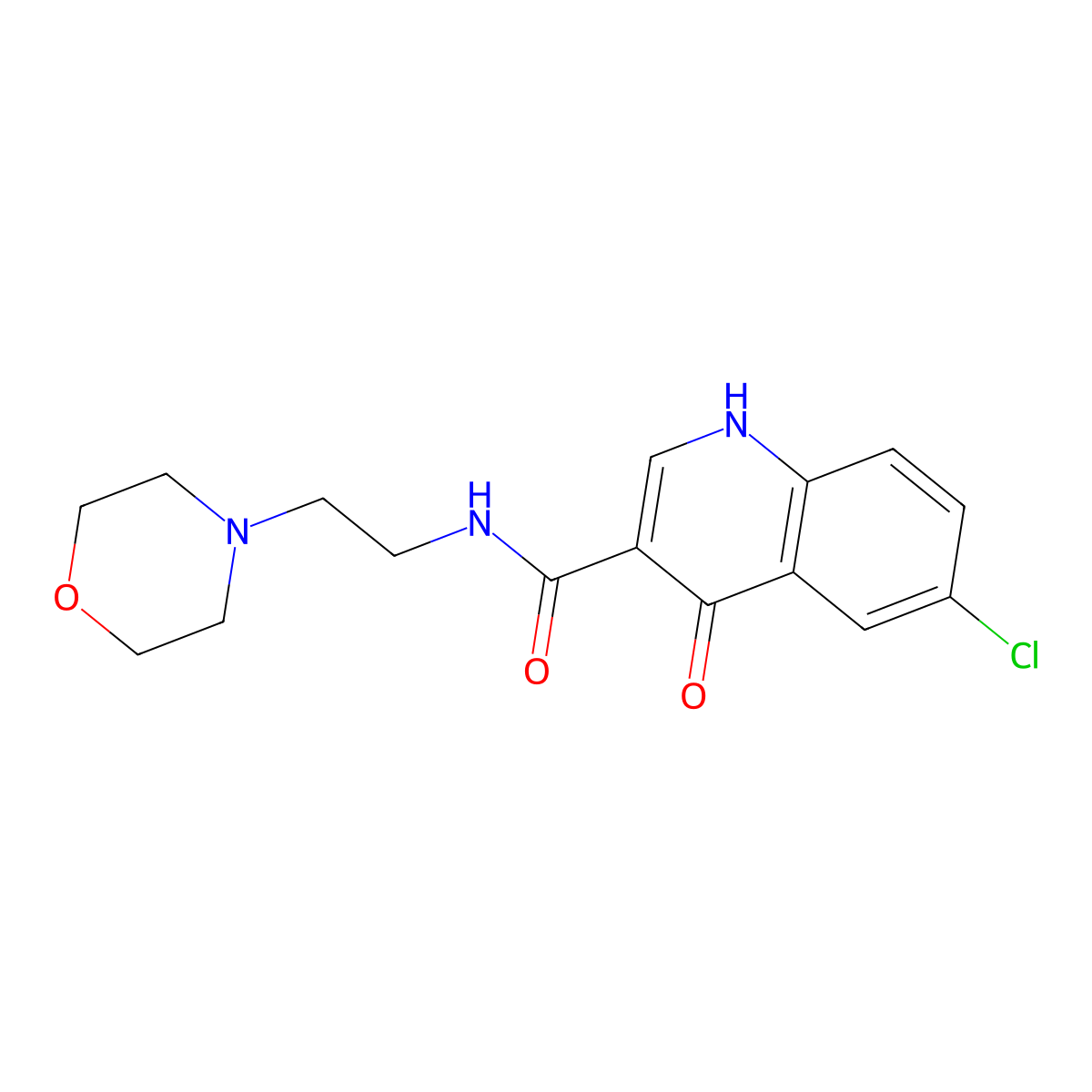 6-chloro-4-hydroxy-N-[2-(morpholin-4-yl)ethyl]quinoline-3-carboxamide molecular structure, CAS 1630823-62-9