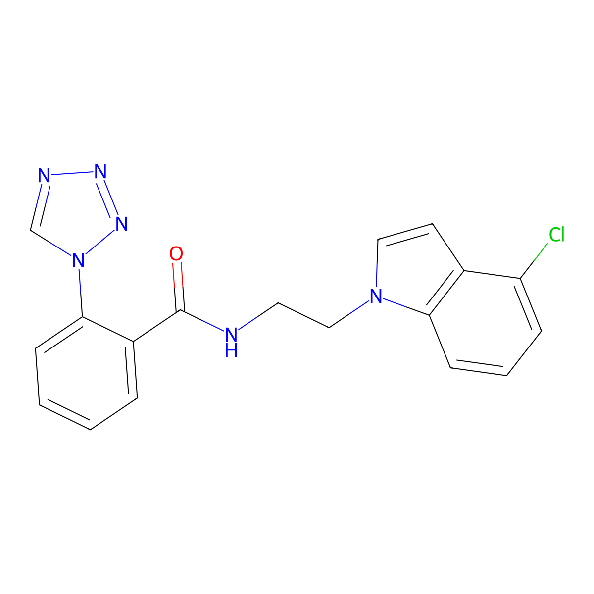 N-[2-(4-chloro-1H-indol-1-yl)ethyl]-2-(1H-1,2,3,4-tetraazol-1-yl)benzamide molecular structure, CAS 1630823-99-2