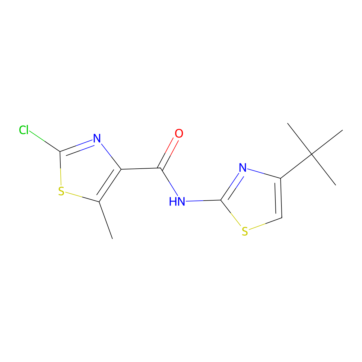 N-(4-tert-butyl-1,3-thiazol-2-yl)-2-chloro-5-methyl-1,3-thiazole-4-carboxamide molecular structure, CAS 1630824-20-2