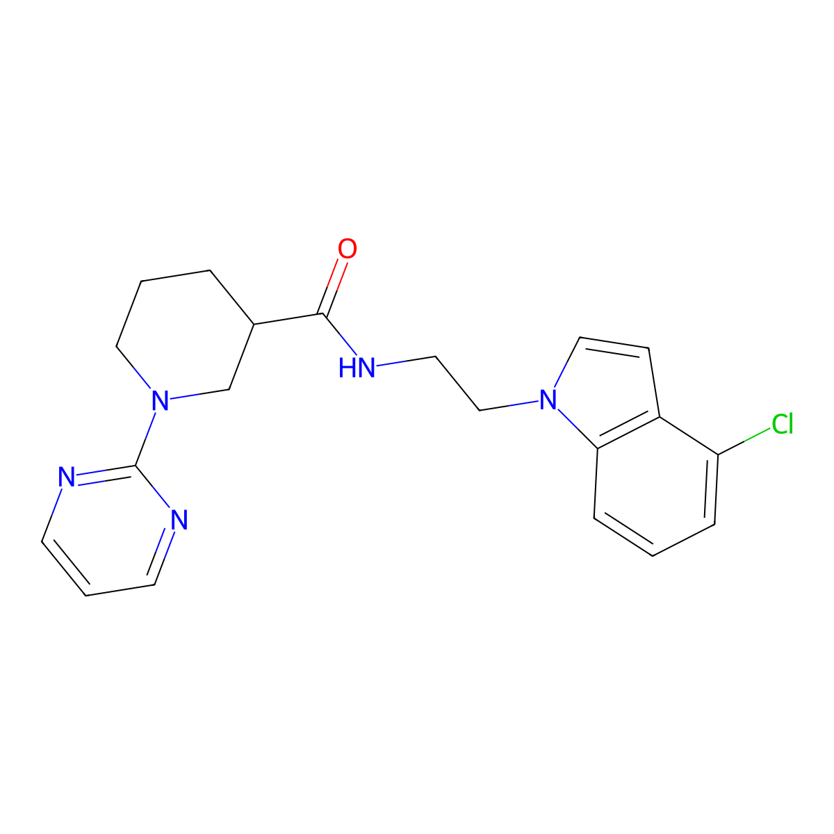 N-[2-(4-chloro-1H-indol-1-yl)ethyl]-1-(2-pyrimidinyl)-3-piperidinecarboxamide molecular structure, CAS 1630824-22-4