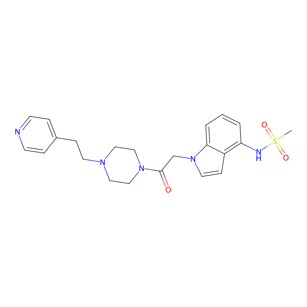 N-[1-(2-oxo-2-{4-[2-(pyridin-4-yl)ethyl]piperazin-1-yl}ethyl)-1H-indol-4-yl]methanesulfonamide molecular structure, CAS 1630824-24-6