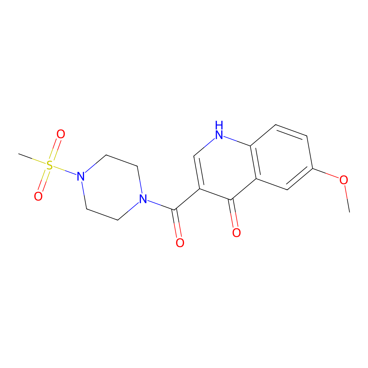 (4-Hydroxy-6-methoxyquinolin-3-yl)[4-(methylsulfonyl)piperazin-1-yl]methanone molecular structure, CAS 1630824-29-1
