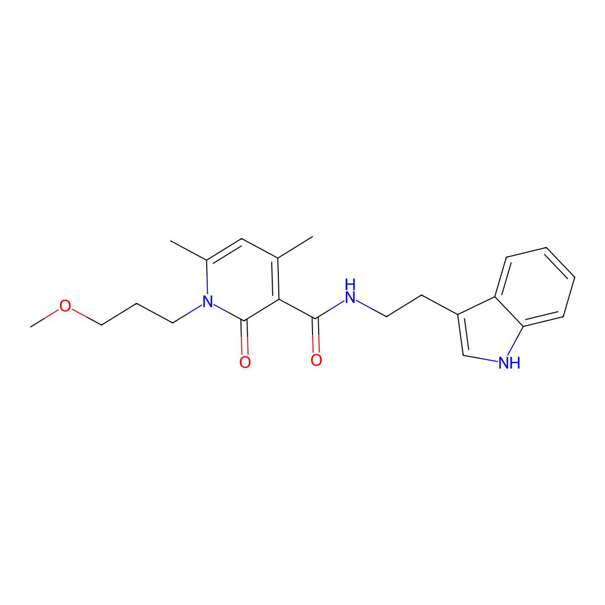 N-[2-(1H-indol-3-yl)ethyl]-1-(3-methoxypropyl)-4,6-dimethyl-2-oxo-1,2-dihydropyridine-3-carboxamide molecular structure, CAS 1630824-44-0