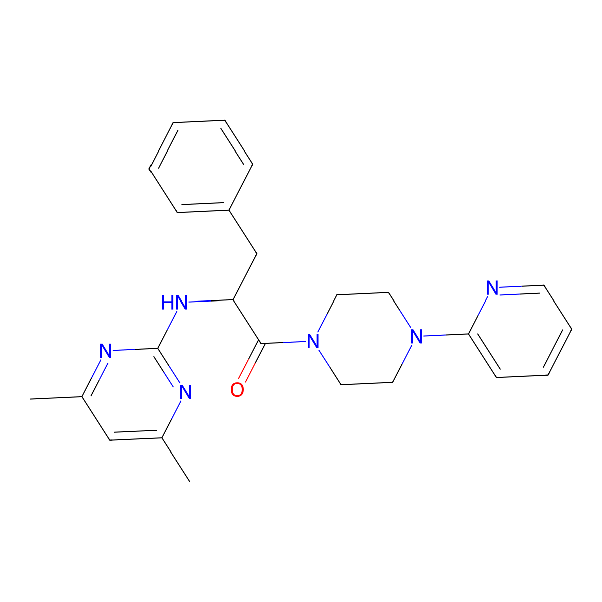2-[(4,6-Dimethyl-2-pyrimidinyl)amino]-3-phenyl-1-[4-(2-pyridyl)piperazino]-1-propanone molecular structure, CAS 1630824-52-0
