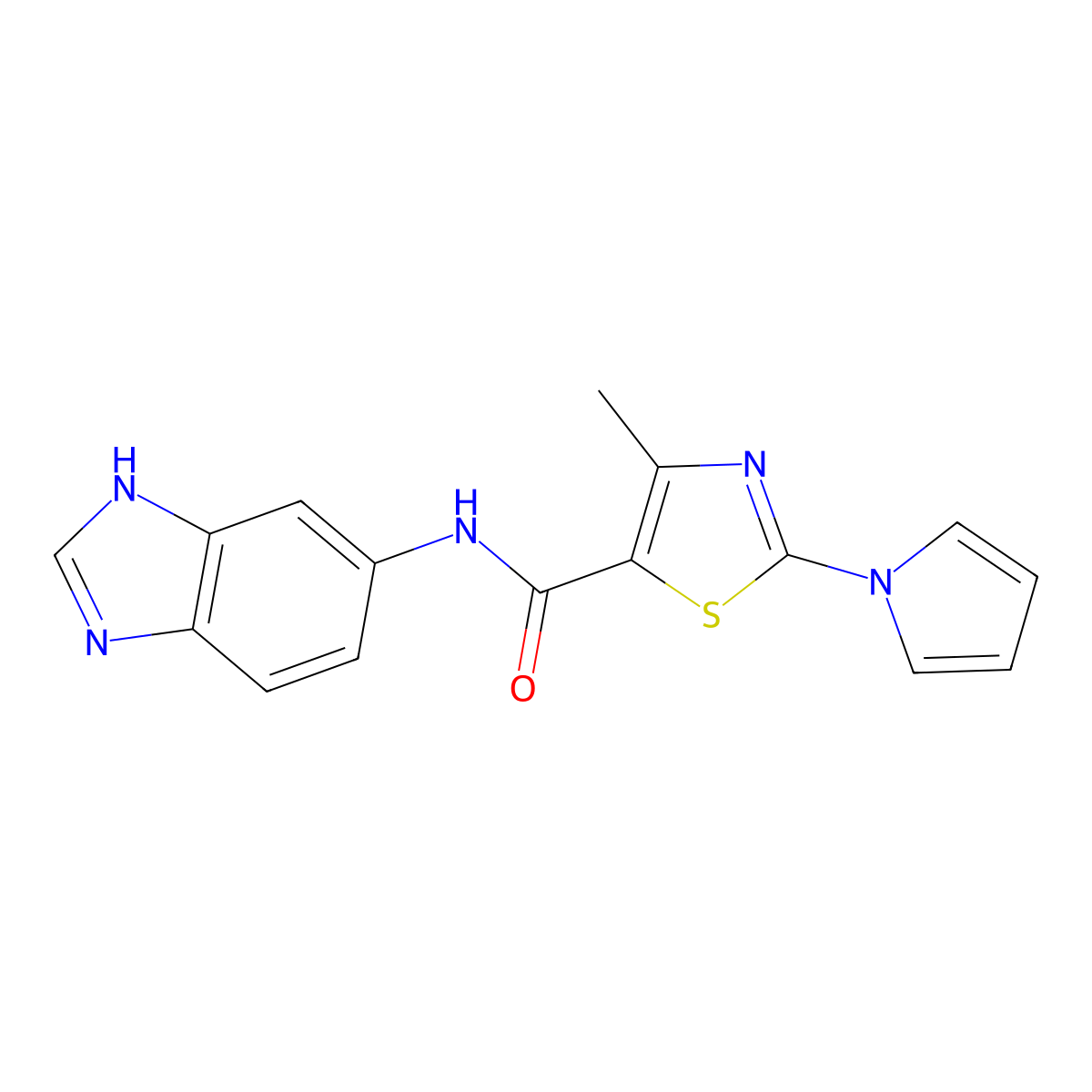 N-(1H-benzimidazol-6-yl)-4-methyl-2-(1H-pyrrol-1-yl)-1,3-thiazole-5-carboxamide molecular structure, CAS 1630826-28-6