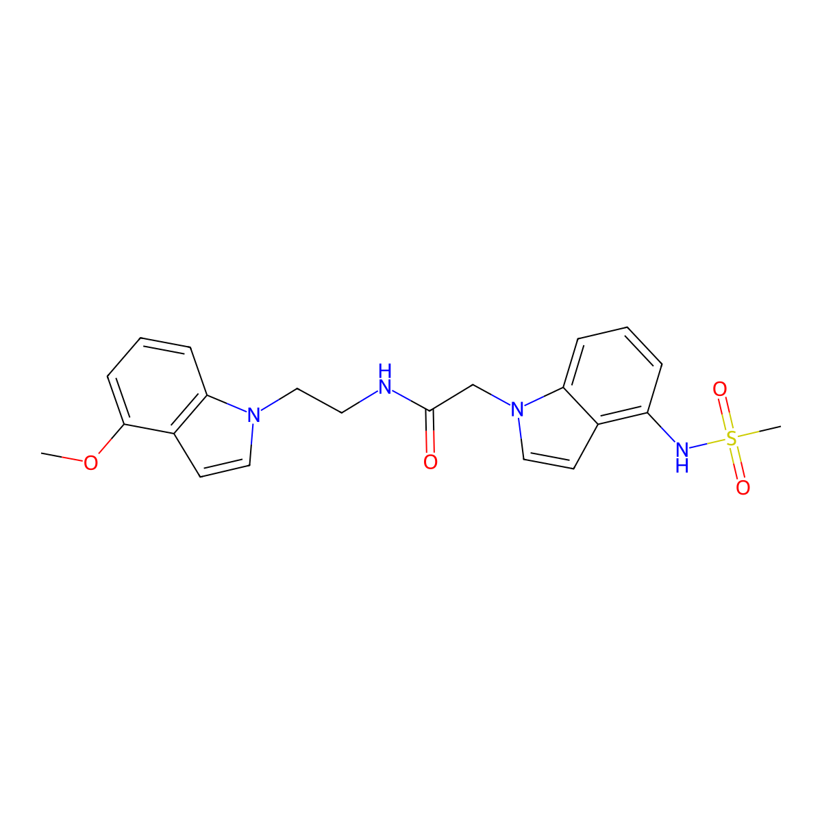 N-[2-(4-methoxy-1H-indol-1-yl)ethyl]-2-{4-[(methylsulfonyl)amino]-1H-indol-1-yl}acetamide molecular structure, CAS 1630826-36-6