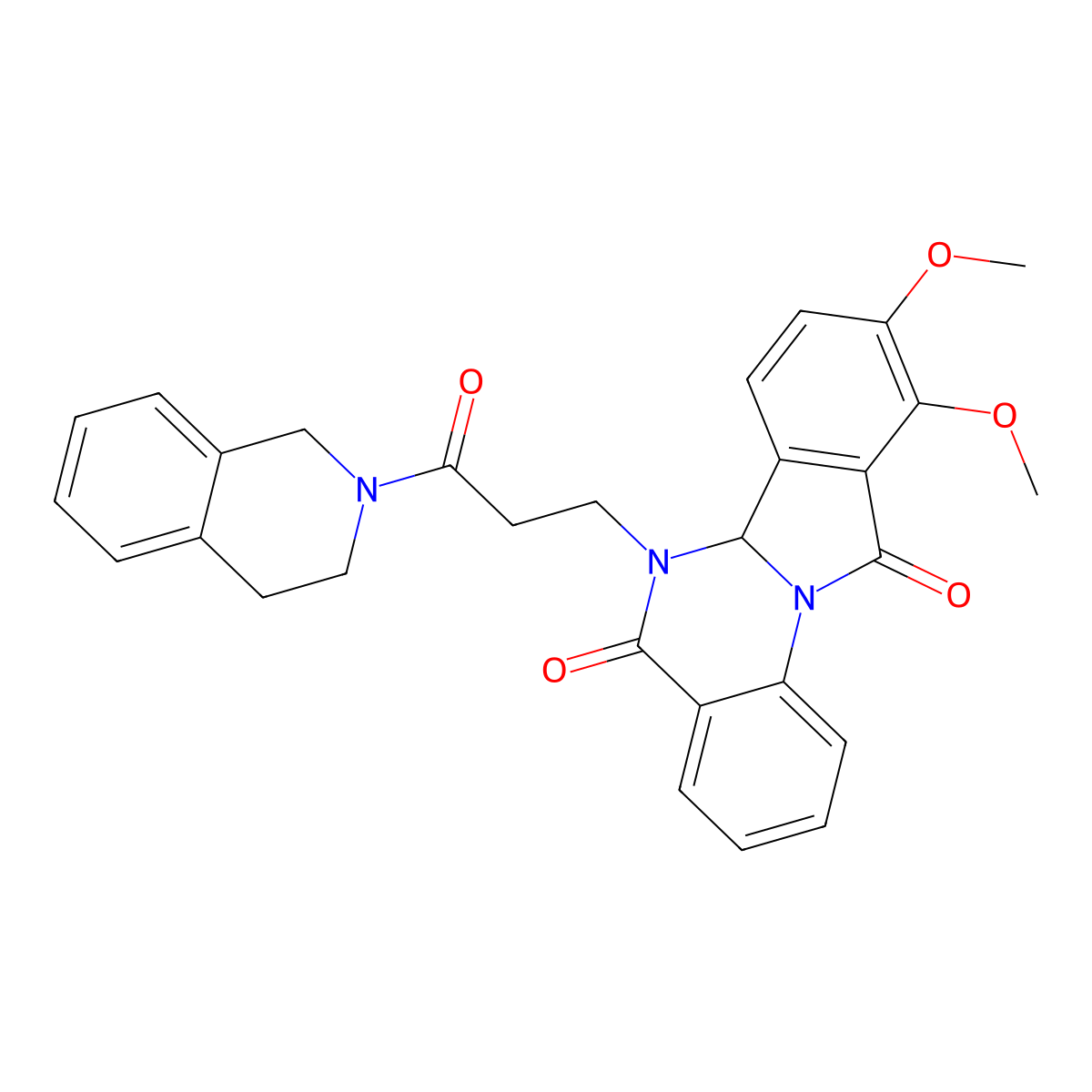 6-[3-(3,4-dihydroisoquinolin-2(1H)-yl)-3-oxopropyl]-9,10-dimethoxy-6,6a-dihydroisoindolo[2,1-a]quinazoline-5,11-dione molecular structure, CAS 1630826-41-3