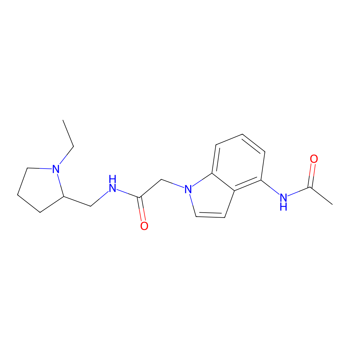 2-[4-(acetylamino)-1H-indol-1-yl]-N-[(1-ethylpyrrolidin-2-yl)methyl]acetamide molecular structure, CAS 1630826-50-4