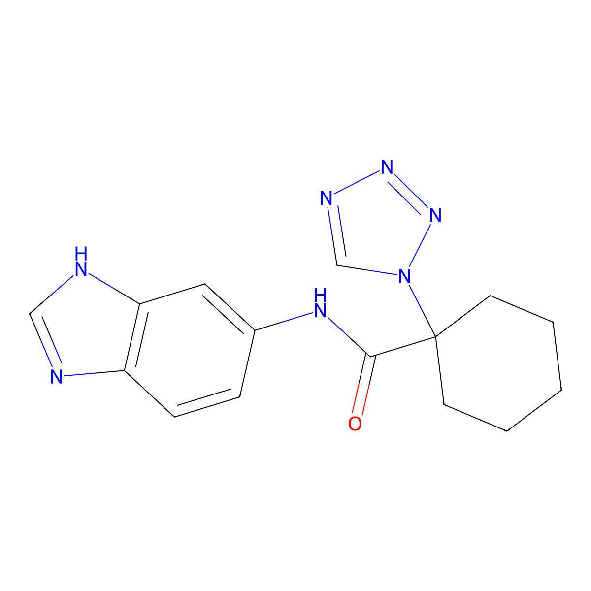 N-(1H-benzimidazol-6-yl)-1-(1H-tetrazol-1-yl)cyclohexanecarboxamide molecular structure, CAS 1630826-59-3