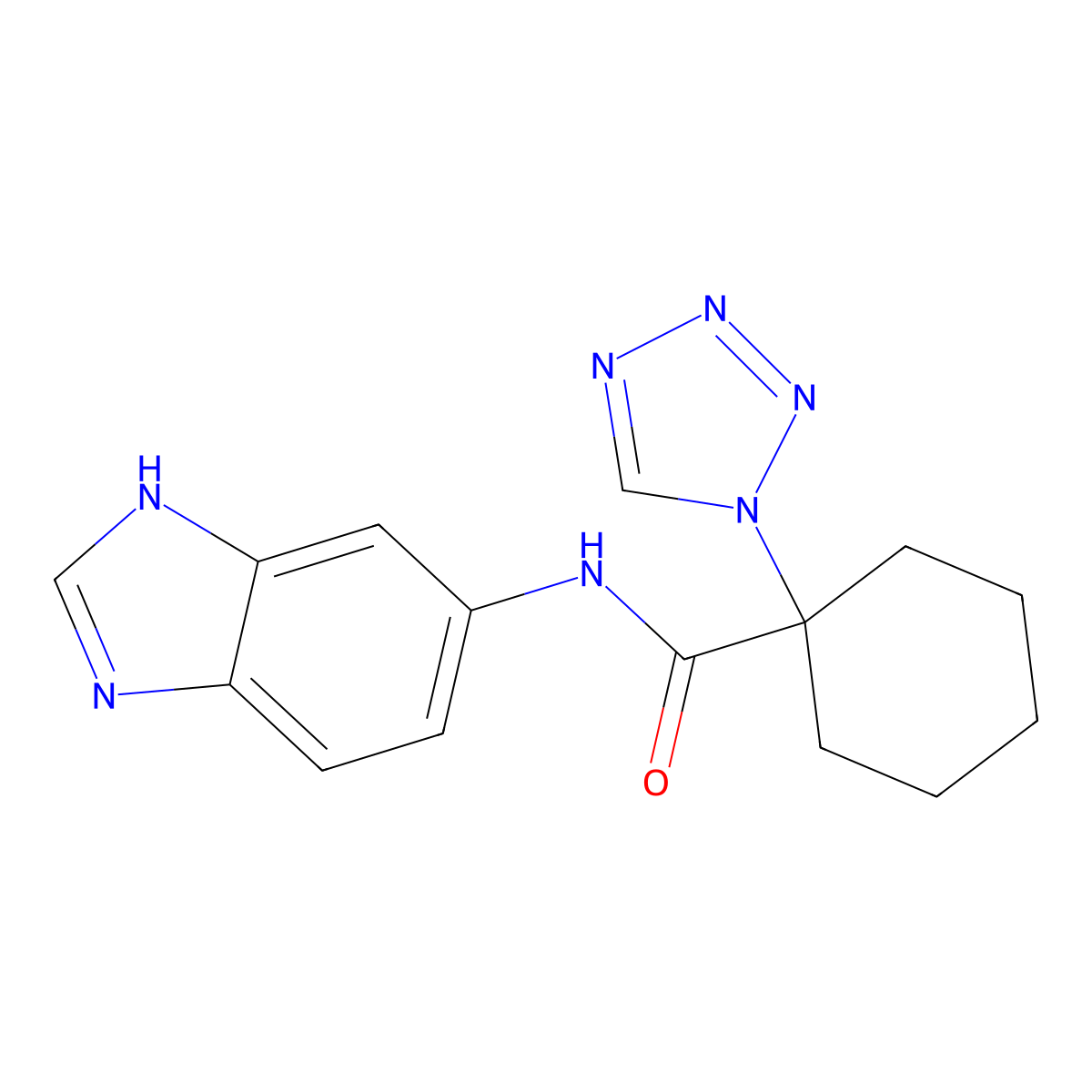 N-(1H-benzimidazol-6-yl)-1-(1H-tetrazol-1-yl)cyclohexanecarboxamide molecular structure, CAS 1630826-59-3