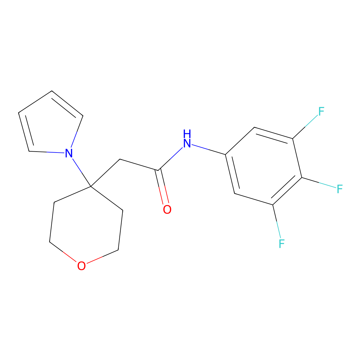2-[4-(1H-pyrrol-1-yl)tetrahydro-2H-pyran-4-yl]-N-(3,4,5-trifluorophenyl)acetamide molecular structure, CAS 1630826-61-7