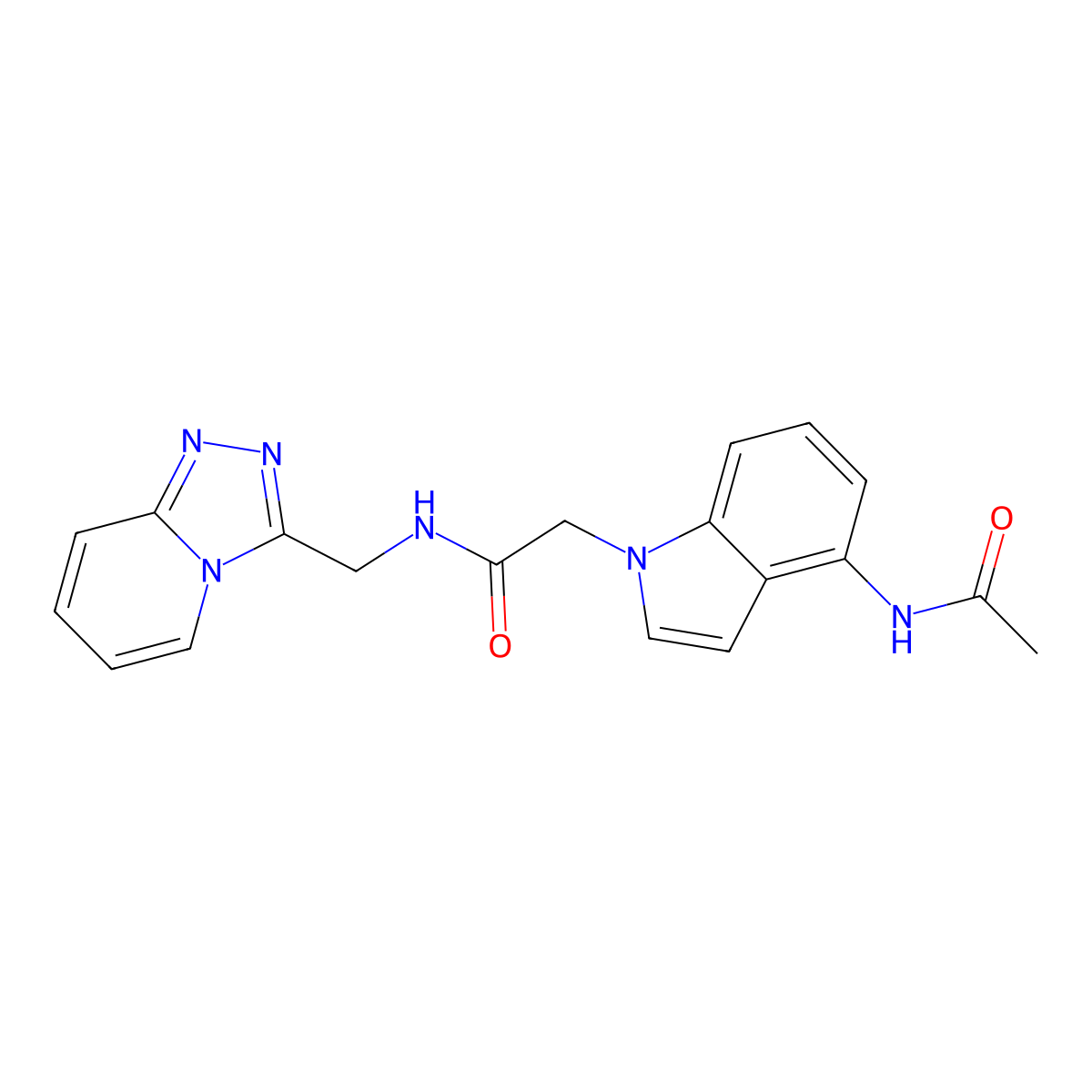 2-[4-(acetylamino)-1H-indol-1-yl]-N-([1,2,4]triazolo[4,3-a]pyridin-3-ylmethyl)acetamide molecular structure, CAS 1630826-71-9