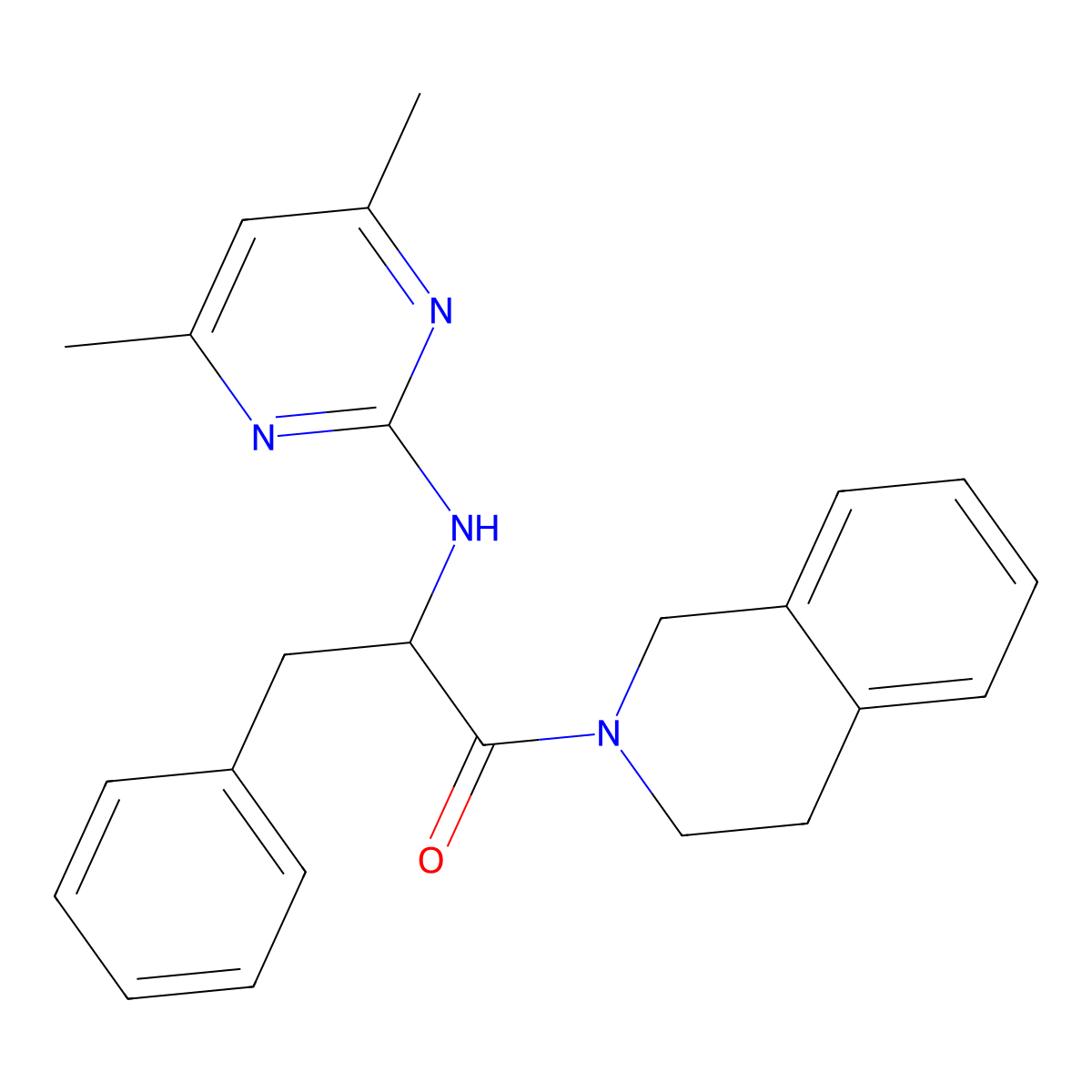 1-(3,4-dihydroisoquinolin-2(1H)-yl)-2-[(4,6-dimethylpyrimidin-2-yl)amino]-3-phenylpropan-1-one molecular structure, CAS 1630826-74-2