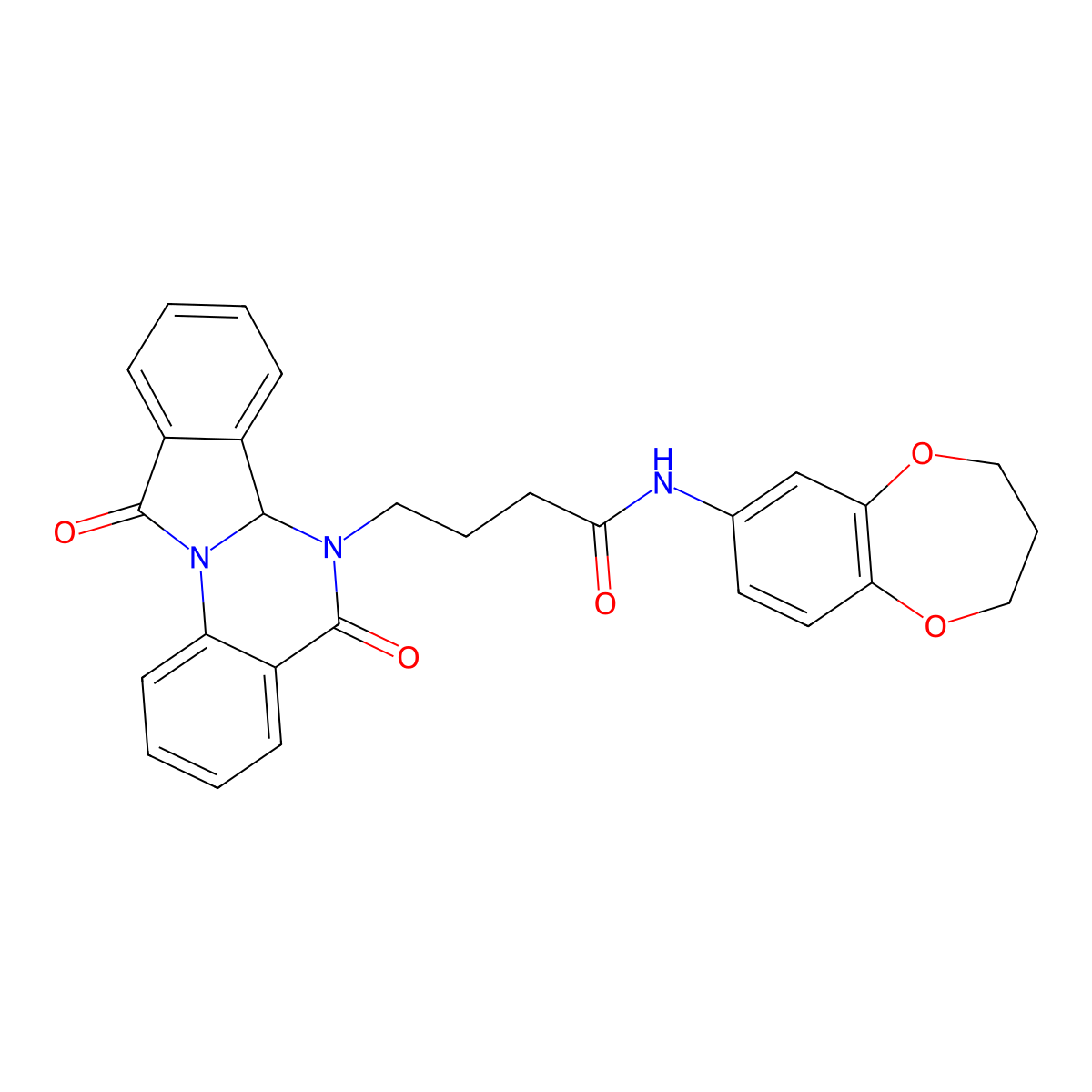 N-(3,4-dihydro-2H-1,5-benzodioxepin-7-yl)-4-(5,11-dioxo-6a,11-dihydroisoindolo[2,1-a]quinazolin-6(5H)-yl)butanamide molecular structure, CAS 1630826-81-1