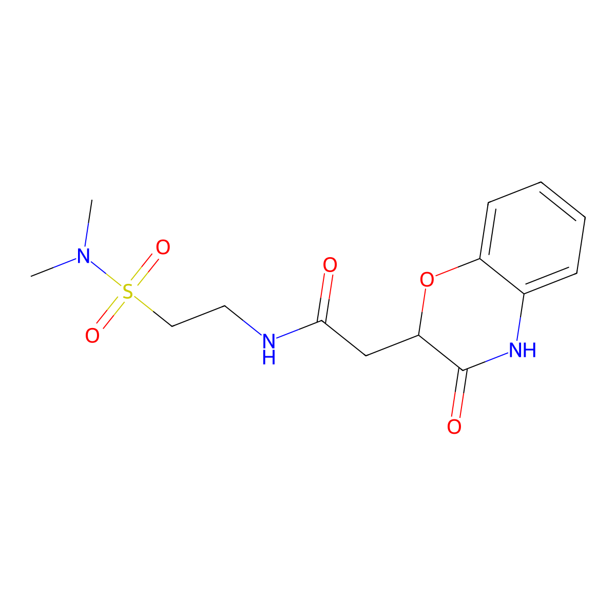 N-[2-(dimethylsulfamoyl)ethyl]-2-(3-hydroxy-2H-1,4-benzoxazin-2-yl)acetamide molecular structure, CAS 1630826-85-5