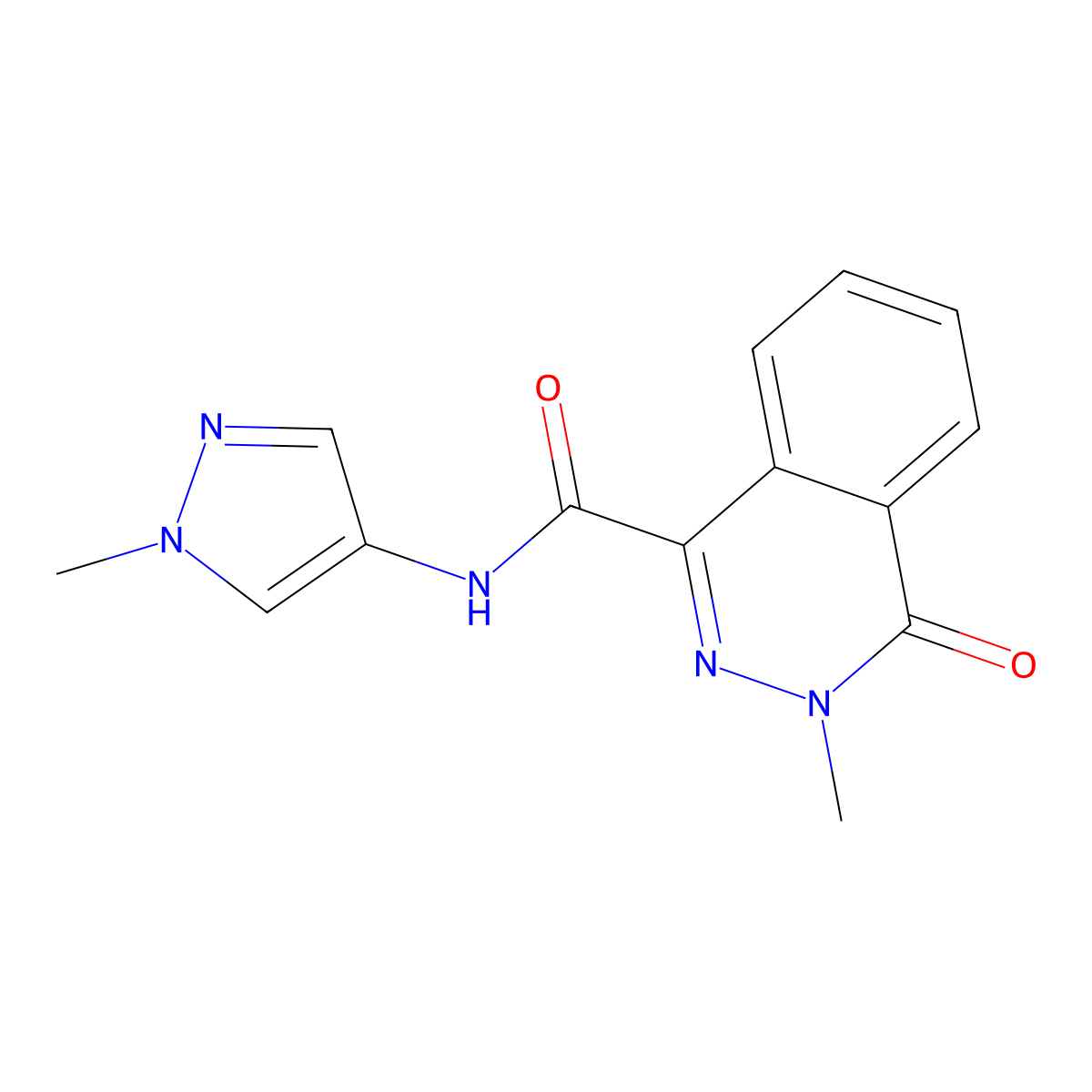 3-methyl-N-(1-methyl-1H-pyrazol-4-yl)-4-oxo-3,4-dihydrophthalazine-1-carboxamide molecular structure, CAS 1630826-87-7