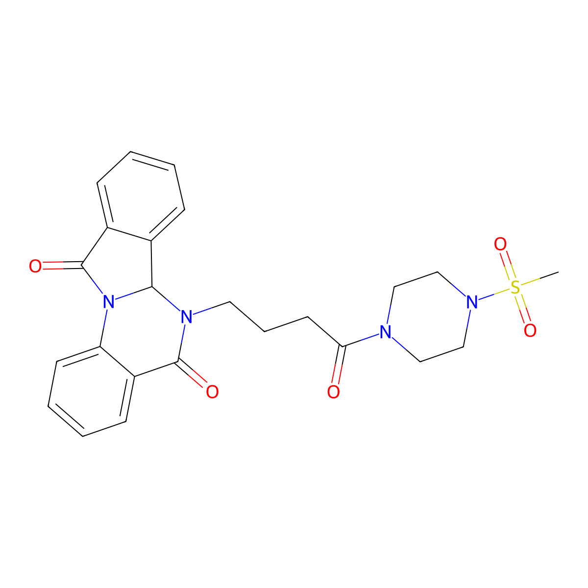 6-{4-[4-(Methylsulfonyl)piperazin-1-yl]-4-oxobutyl}-6,6a-dihydroisoindolo[2,1-a]quinazoline-5,11-dione molecular structure, CAS 1630826-89-9