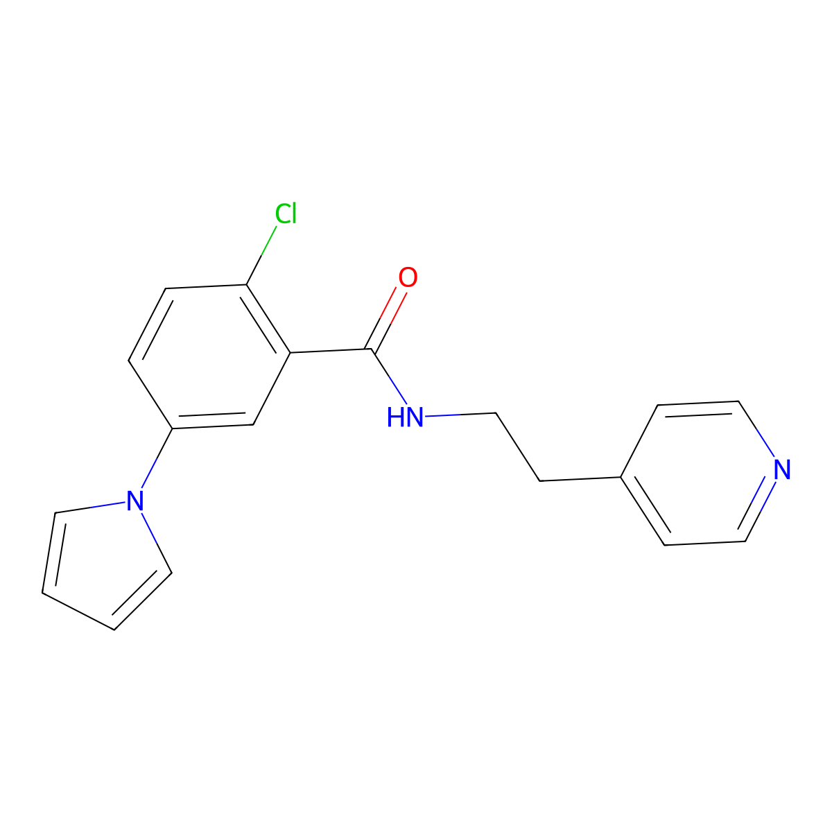2-chloro-N-[2-(4-pyridyl)ethyl]-5-(1H-pyrrol-1-yl)benzamide molecular structure, CAS 1630826-91-3