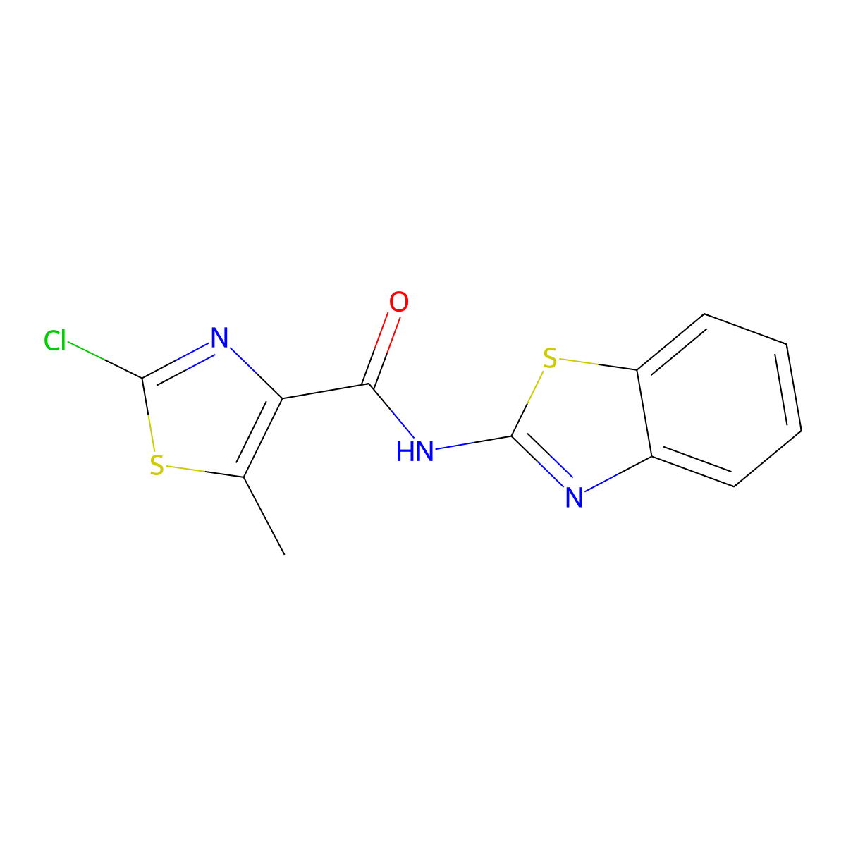 N-(1,3-benzothiazol-2-yl)-2-chloro-5-methyl-1,3-thiazole-4-carboxamide molecular structure, CAS 1630826-97-9