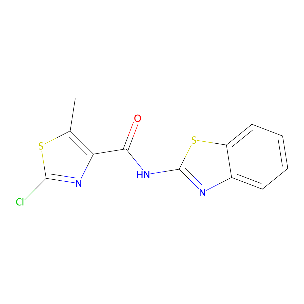 N-(1,3-benzothiazol-2-yl)-2-chloro-5-methyl-1,3-thiazole-4-carboxamide molecular structure, CAS 1630826-97-9