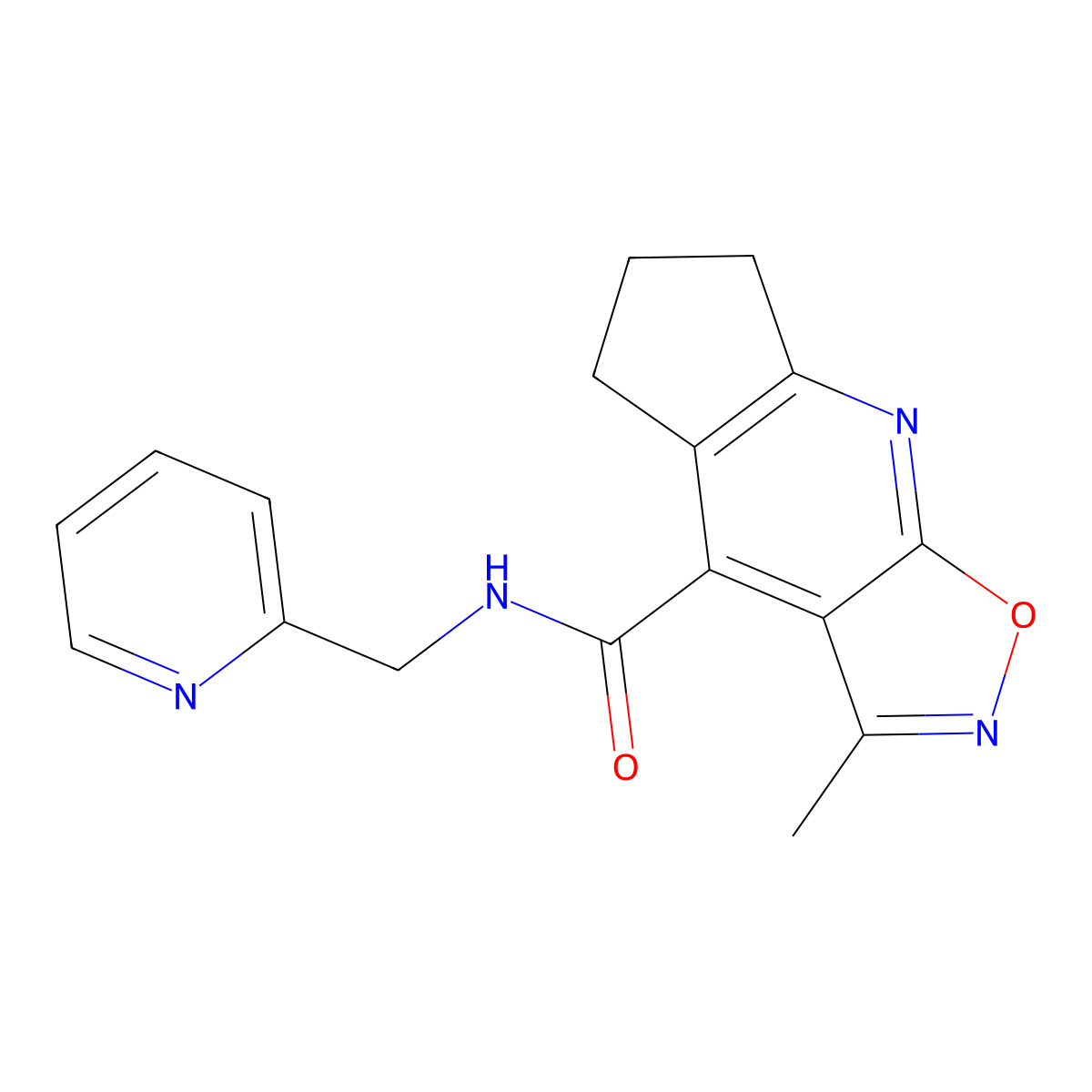 3-methyl-N-(pyridin-2-ylmethyl)-6,7-dihydro-5H-cyclopenta[b][1,2]oxazolo[4,5-e]pyridine-4-carboxamide molecular structure, CAS 1630827-20-1