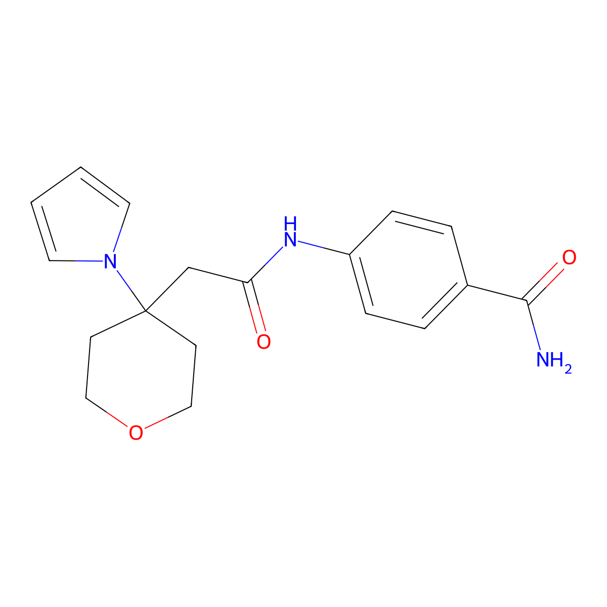 4-({[4-(1H-pyrrol-1-yl)tetrahydro-2H-pyran-4-yl]acetyl}amino)benzamide molecular structure, CAS 1630827-62-1