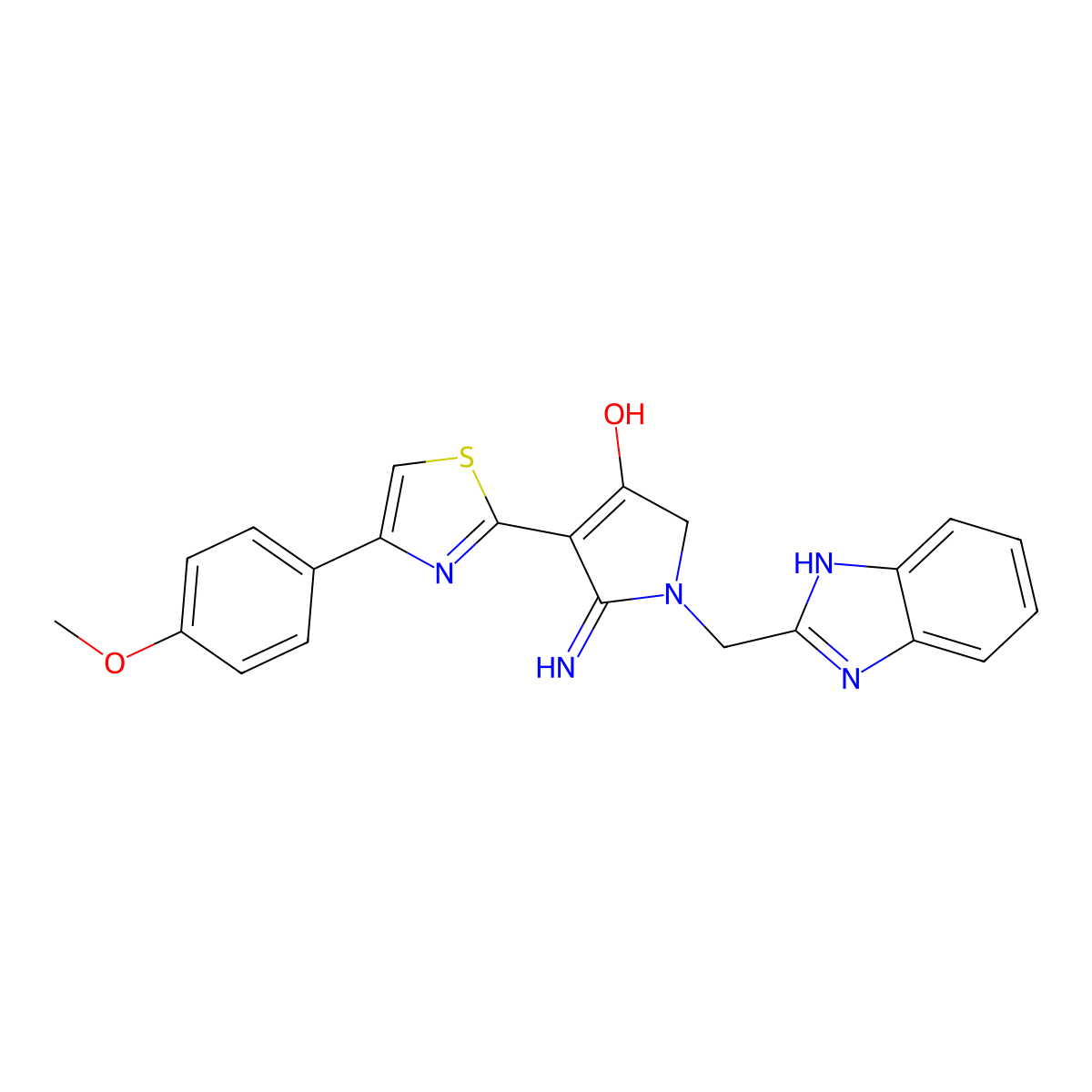 1-(1H-benzimidazol-2-ylmethyl)-5-imino-4-[4-(4-methoxyphenyl)-1,3-thiazol-2-yl]-2,5-dihydro-1H-pyrrol-3-ol molecular structure, CAS 1630827-72-3