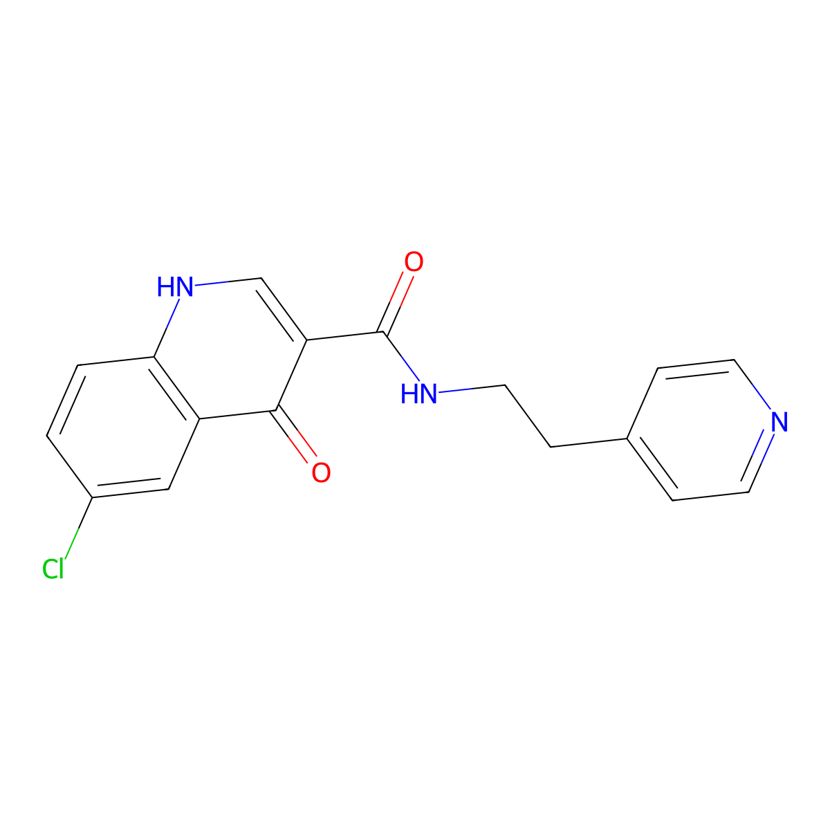 6-chloro-4-hydroxy-N-[2-(pyridin-4-yl)ethyl]quinoline-3-carboxamide molecular structure, CAS 1630827-81-4