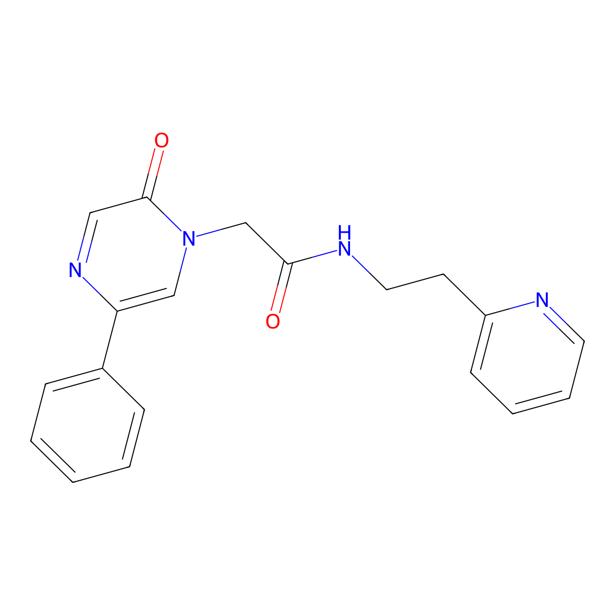 2-[2-oxo-5-phenyl-1(2H)-pyrazinyl]-N-[2-(2-pyridyl)ethyl]acetamide molecular structure, CAS 1630827-85-8