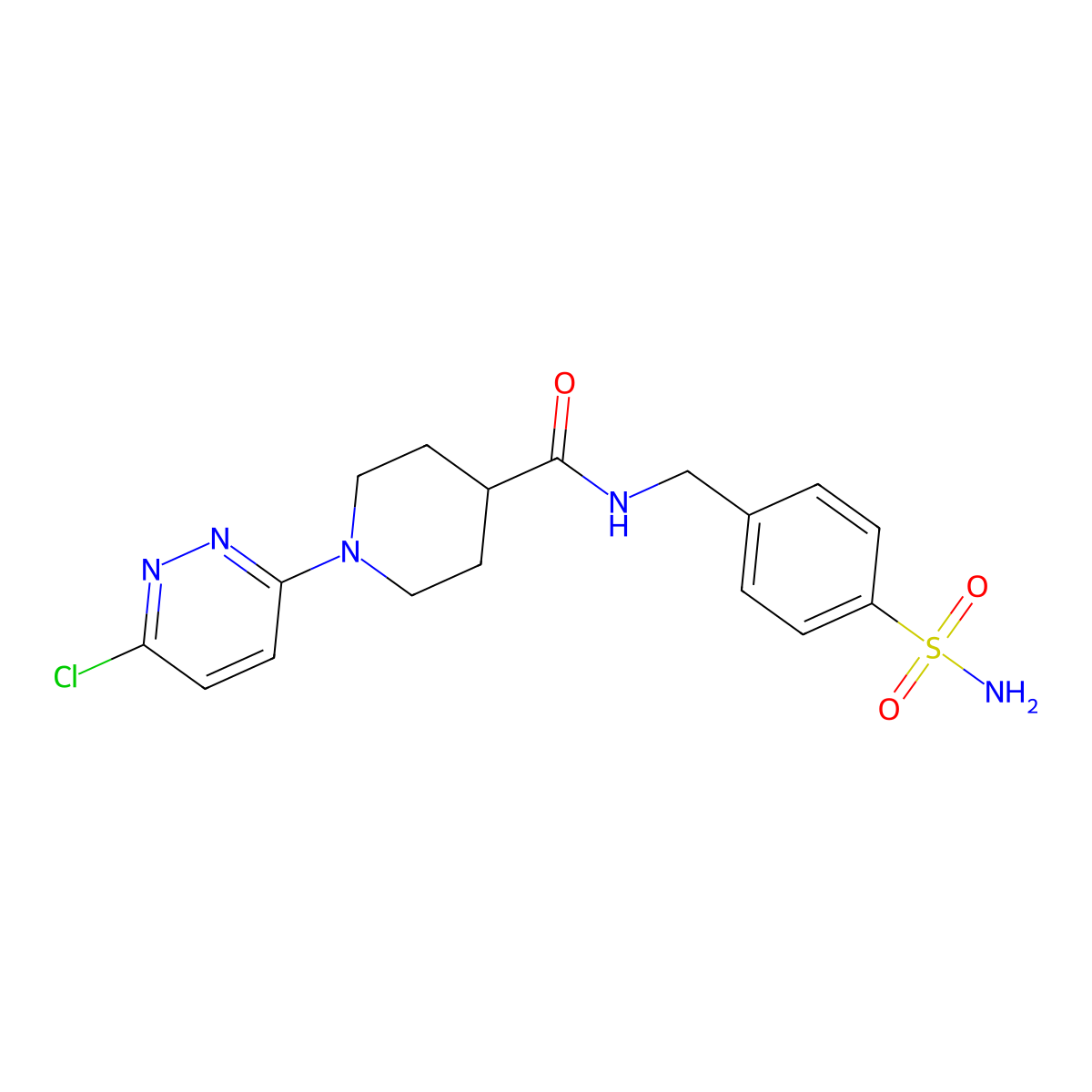 1-(6-chloropyridazin-3-yl)-N-(4-sulfamoylbenzyl)piperidine-4-carboxamide molecular structure, CAS 1630827-94-9
