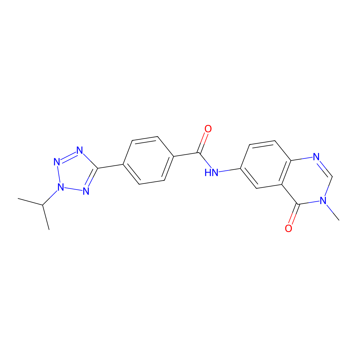 N-(3-methyl-4-oxo-3,4-dihydroquinazolin-6-yl)-4-[2-(propan-2-yl)-2H-tetrazol-5-yl]benzamide molecular structure, CAS 1630828-00-0