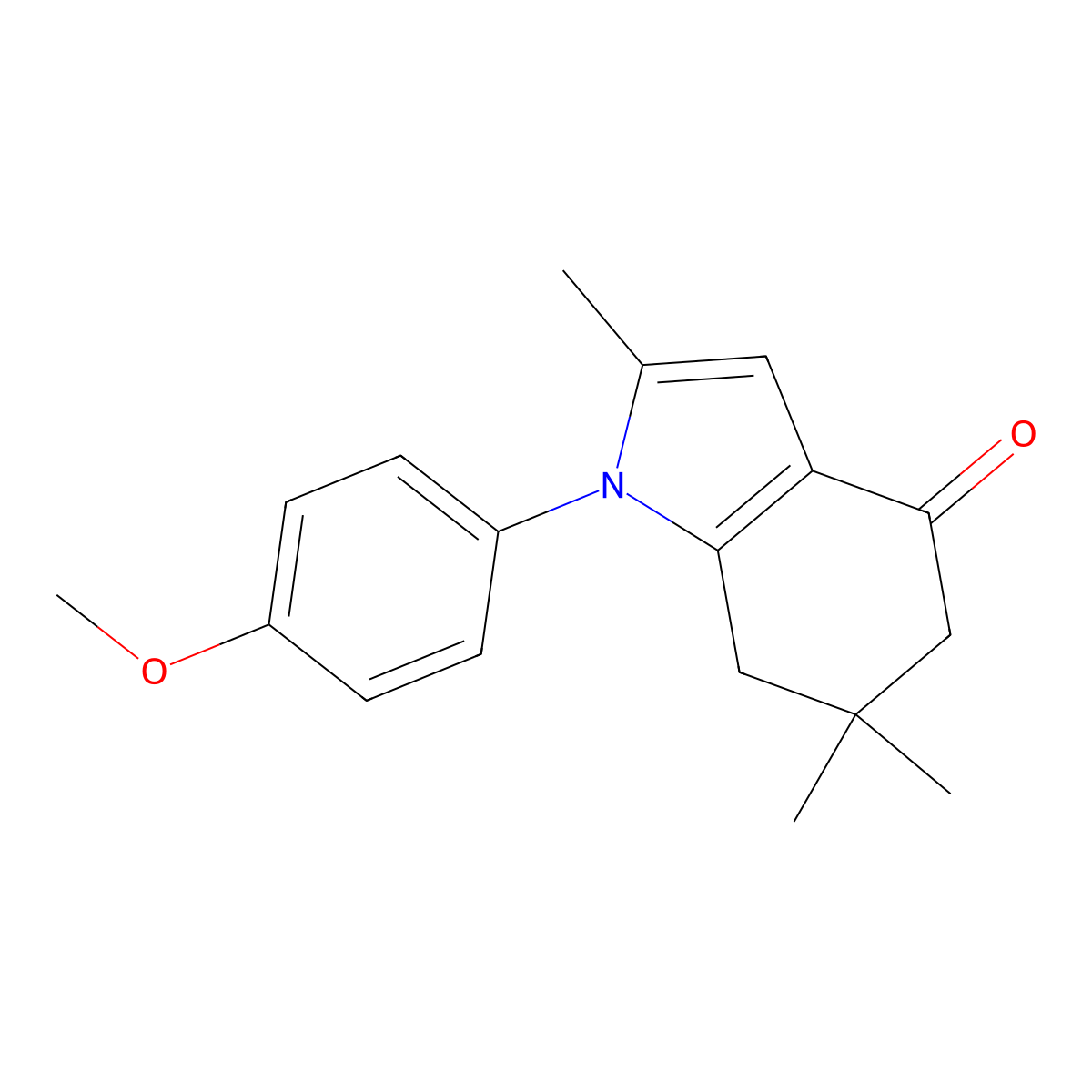1-(4-methoxyphenyl)-2,6,6-trimethyl-4,5,6,7-tetrahydro-1H-indol-4-one molecular structure, CAS 163083-10-1