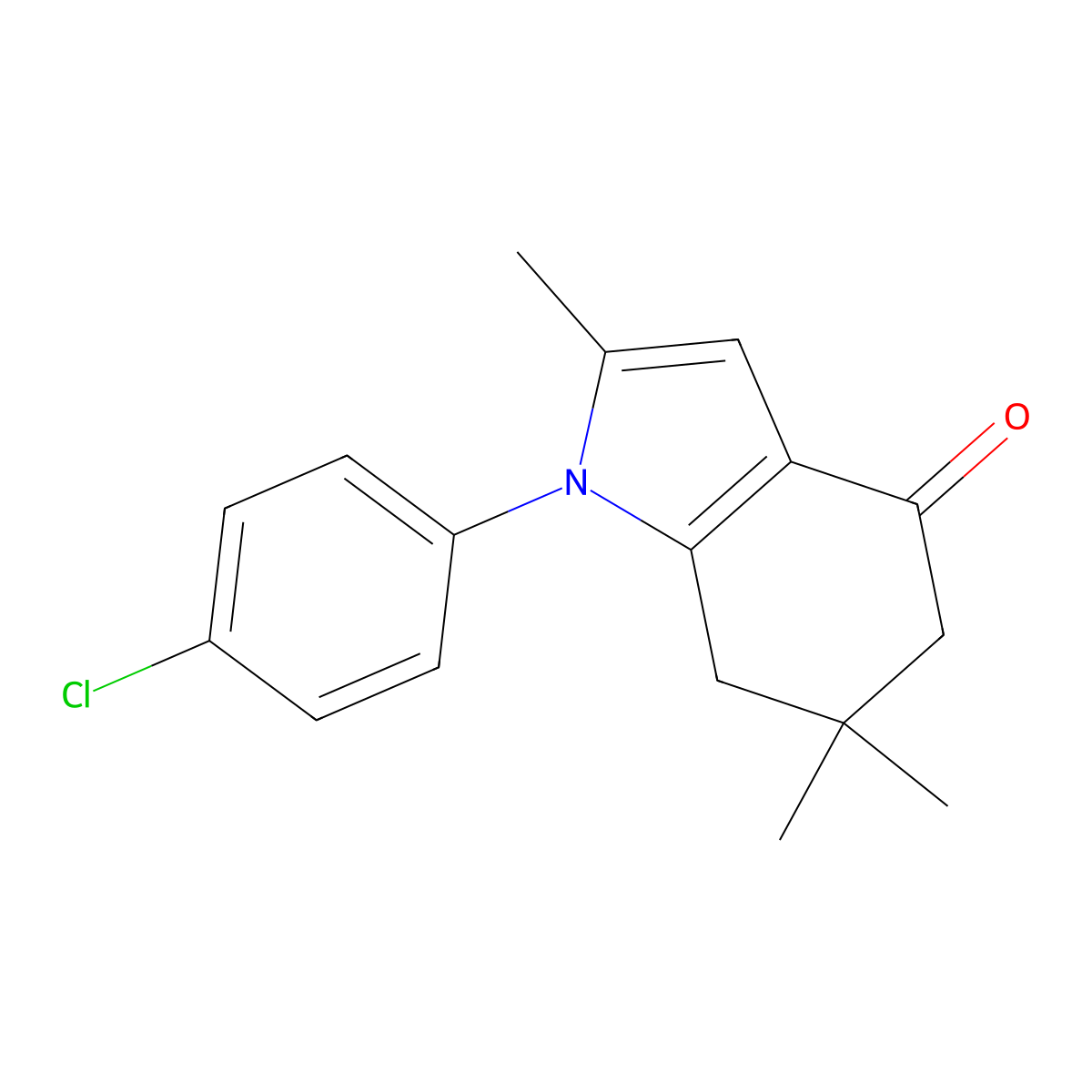 1-(4-chlorophenyl)-2,6,6-trimethyl-1,5,6,7-tetrahydro-4H-indol-4-one molecular structure, CAS 163083-11-2