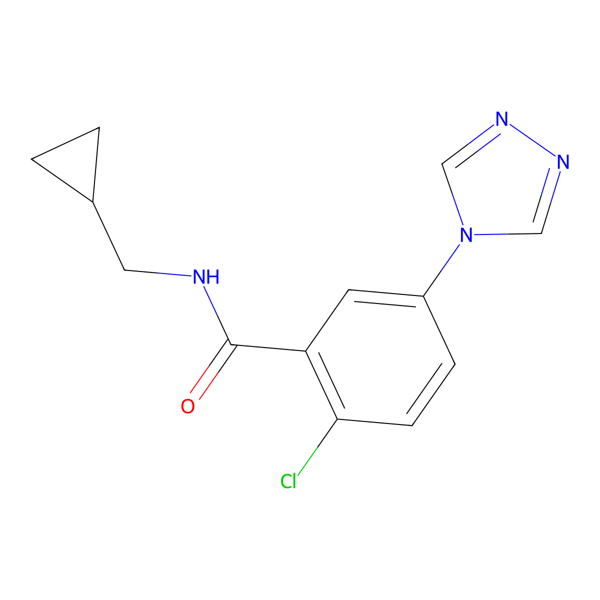 2-chloro-N-(cyclopropylmethyl)-5-(4H-1,2,4-triazol-4-yl)benzamide molecular structure, CAS 1630830-74-8
