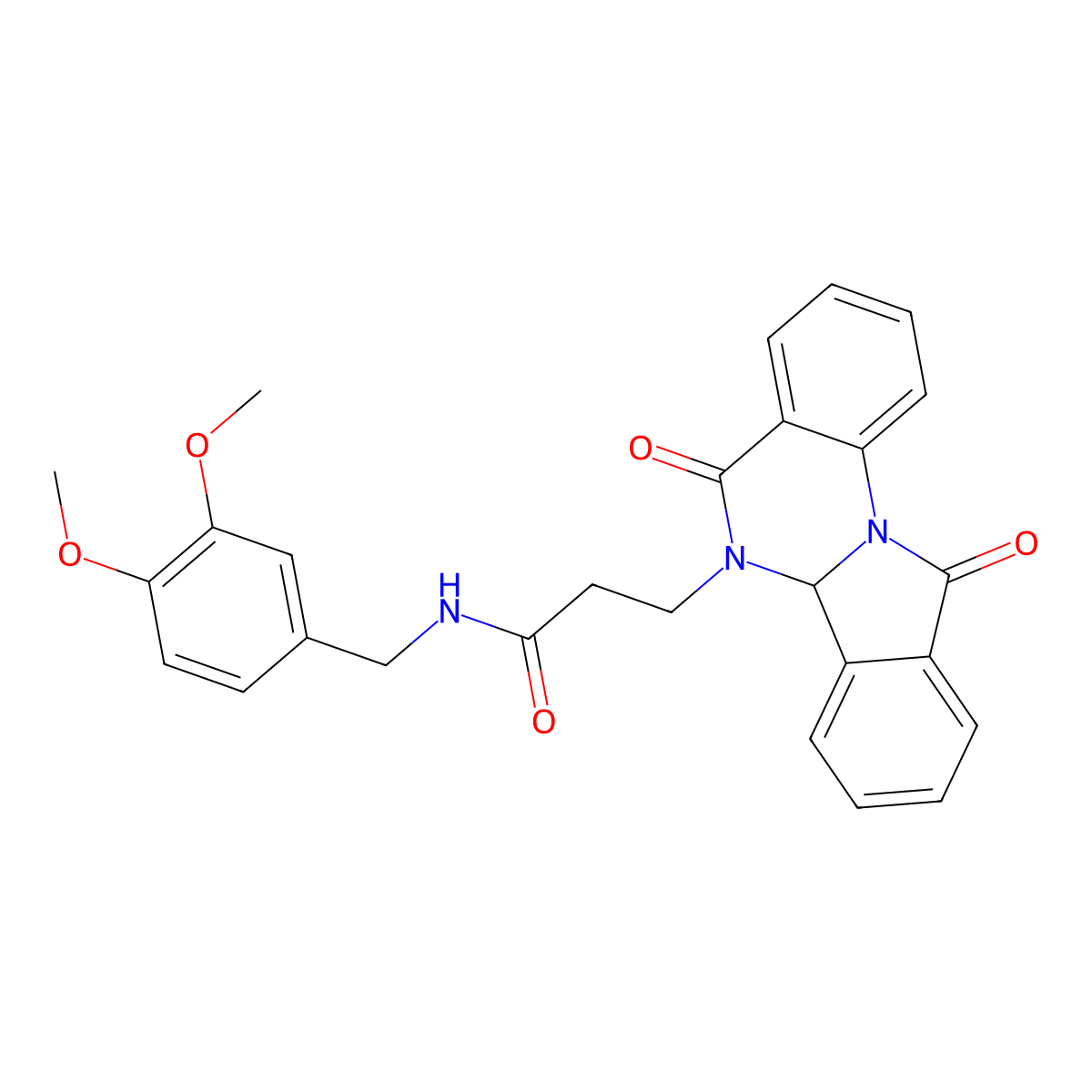 N-(3,4-dimethoxybenzyl)-3-(5,11-dioxo-6a,11-dihydroisoindolo[2,1-a]quinazolin-6(5H)-yl)propanamide molecular structure, CAS 1630830-82-8
