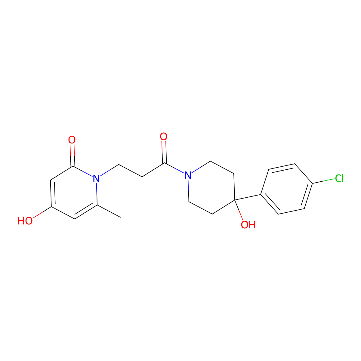 1-{3-[4-(4-chlorophenyl)-4-hydroxypiperidino]-3-oxopropyl}-4-hydroxy-6-methyl-2(1H)-pyridinone molecular structure, CAS 1630830-87-3