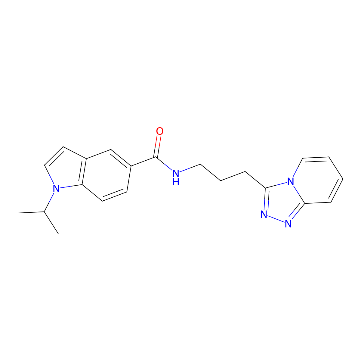 1-isopropyl-N-(3-[1,2,4]triazolo[4,3-a]pyridin-3-ylpropyl)-1H-indole-5-carboxamide molecular structure, CAS 1630830-91-9