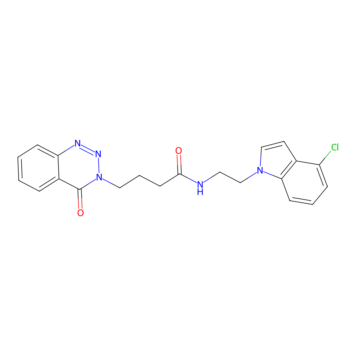 N-[2-(4-chloro-1H-indol-1-yl)ethyl]-4-(4-oxo-1,2,3-benzotriazin-3(4H)-yl)butanamide molecular structure, CAS 1630831-11-6