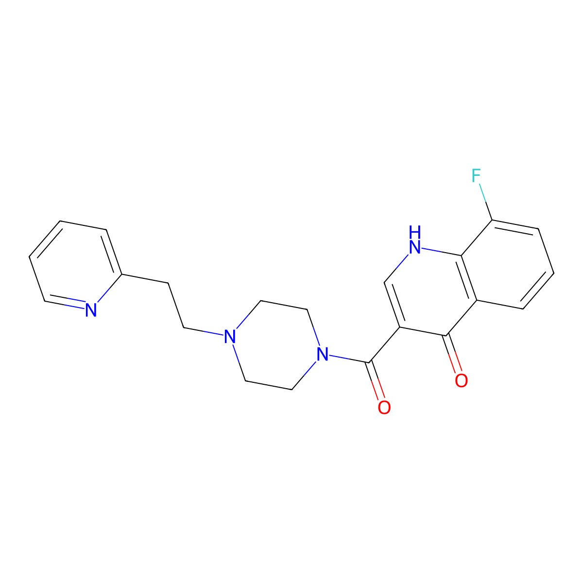 (8-Fluoro-4-hydroxyquinolin-3-yl){4-[2-(pyridin-2-yl)ethyl]piperazin-1-yl}methanone molecular structure, CAS 1630831-19-4