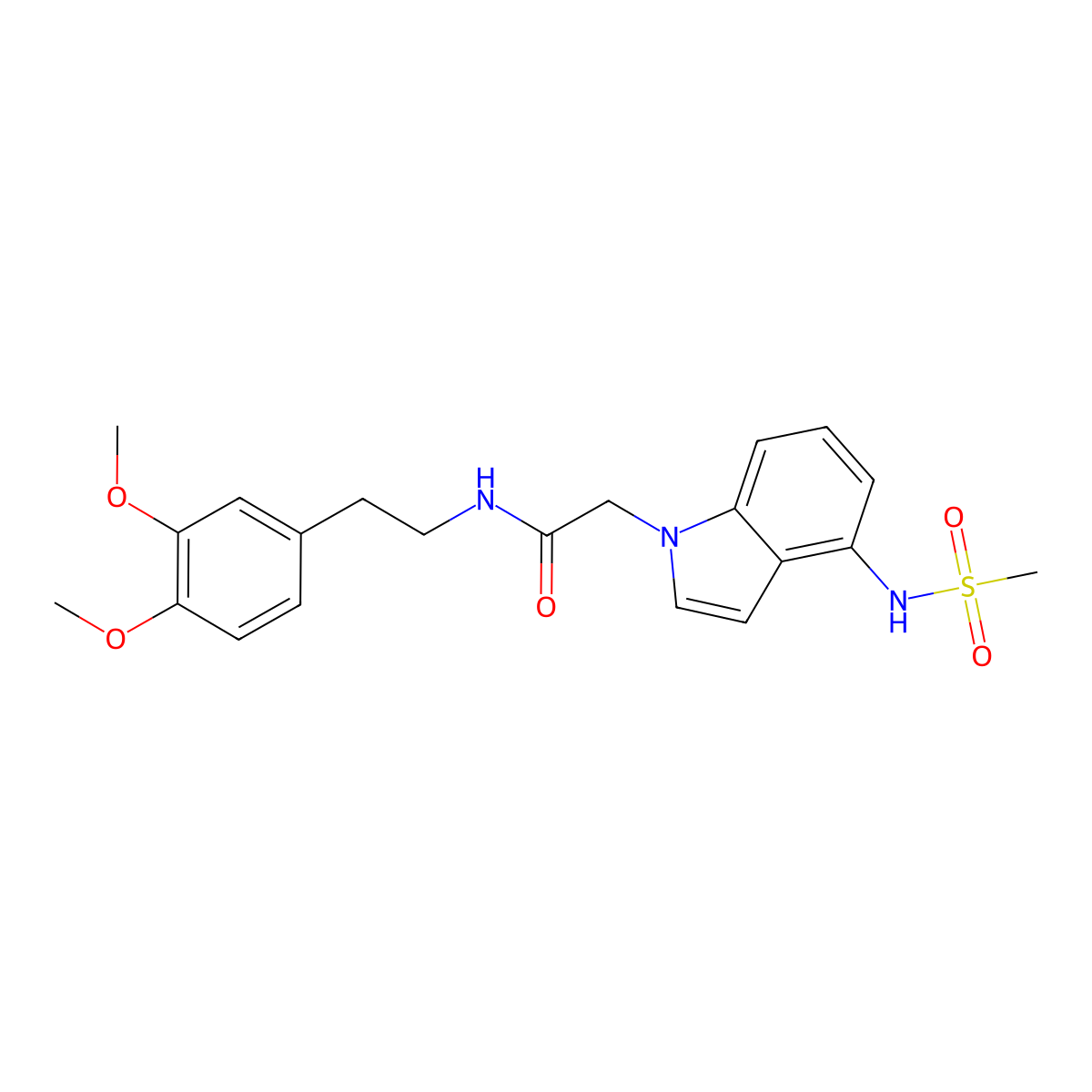 N-[2-(3,4-dimethoxyphenyl)ethyl]-2-{4-[(methylsulfonyl)amino]-1H-indol-1-yl}acetamide molecular structure, CAS 1630831-28-5