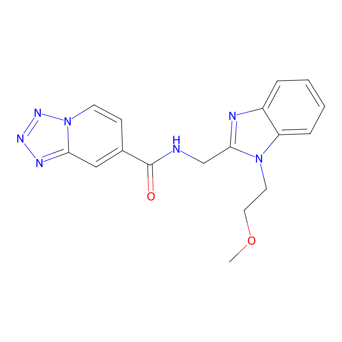 N-{[1-(2-methoxyethyl)-1H-benzimidazol-2-yl]methyl}tetrazolo[1,5-a]pyridine-7-carboxamide molecular structure, CAS 1630831-46-7