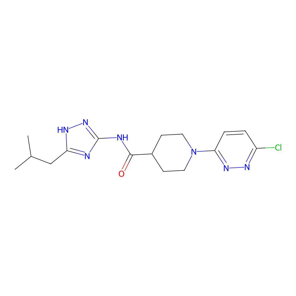 1-(6-chloropyridazin-3-yl)-N-[3-(2-methylpropyl)-1H-1,2,4-triazol-5-yl]piperidine-4-carboxamide molecular structure, CAS 1630831-50-3