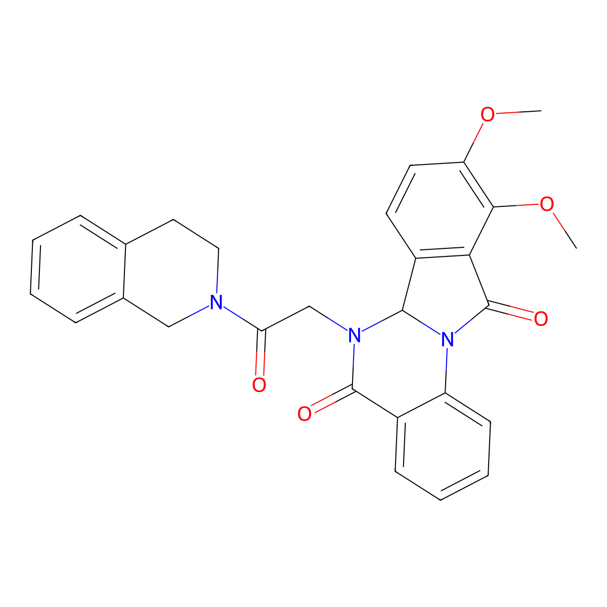 6-[2-(3,4-dihydroisoquinolin-2(1H)-yl)-2-oxoethyl]-9,10-dimethoxy-6,6a-dihydroisoindolo[2,1-a]quinazoline-5,11-dione molecular structure, CAS 1630831-52-5