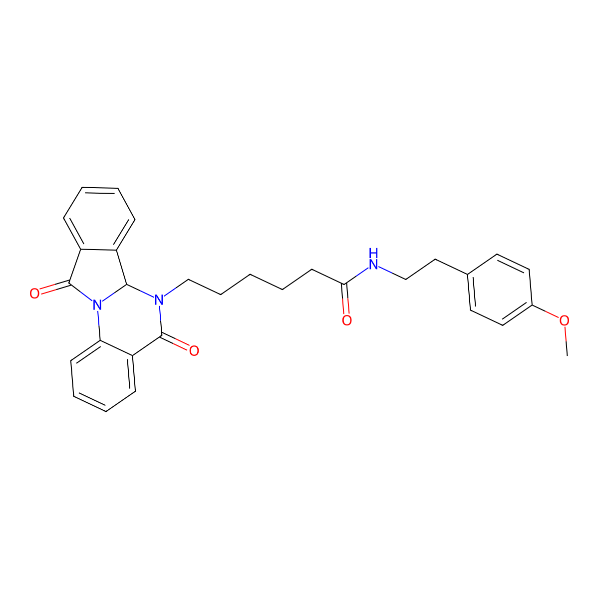 6-(5,11-dioxo-6a,11-dihydroisoindolo[2,1-a]quinazolin-6(5H)-yl)-N-[2-(4-methoxyphenyl)ethyl]hexanamide molecular structure, CAS 1630831-64-9
