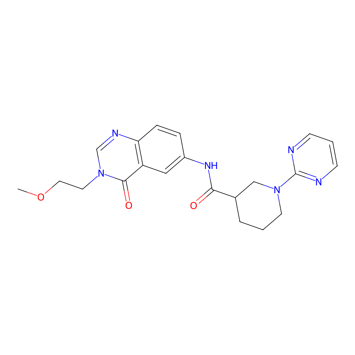 N-[3-(2-methoxyethyl)-4-oxo-3,4-dihydroquinazolin-6-yl]-1-(pyrimidin-2-yl)piperidine-3-carboxamide molecular structure, CAS 1630831-68-3