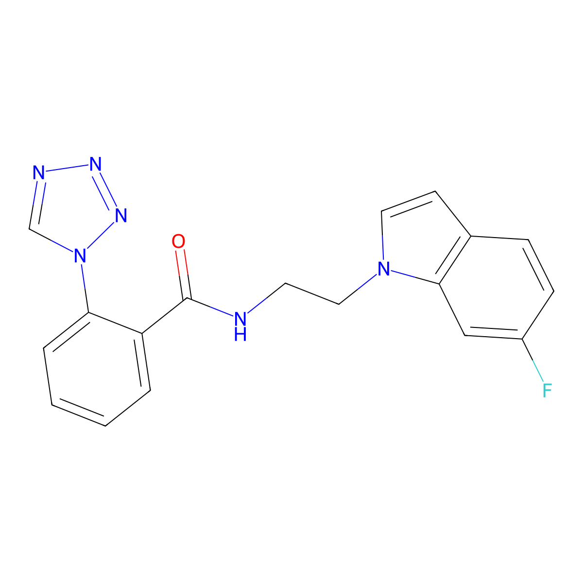 N-[2-(6-fluoro-1H-indol-1-yl)ethyl]-2-(1H-1,2,3,4-tetraazol-1-yl)benzamide molecular structure, CAS 1630831-80-9