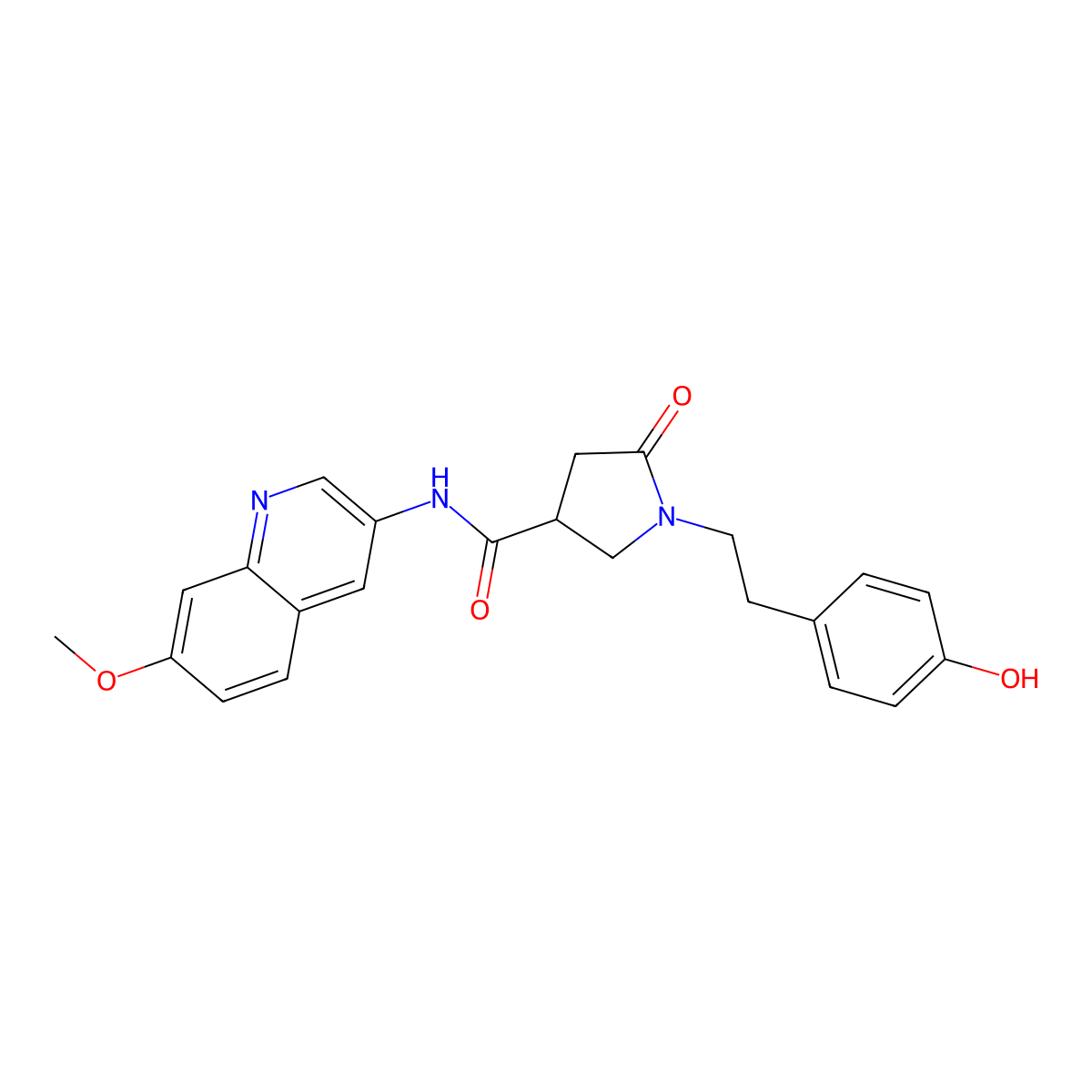 1-[2-(4-hydroxyphenyl)ethyl]-N-(7-methoxyquinolin-3-yl)-5-oxopyrrolidine-3-carboxamide molecular structure, CAS 1630831-82-1